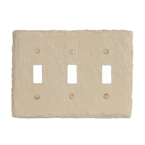 Amerelle 8345TTTA Faux Slate Triple Toggle Wallplate, Almond