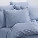 Crystal Trading 4-Piece Bed Sheet Set - Dobby Stripe - 100% Cotton Sateen - 400 Thread Count (Full, Light Blue)
