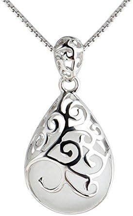 Bare Area 925 Sterling Silver Created Opal Necklace Teardrop Pendant Jewelry Gemstone 18" for wife women girls teens free shipping