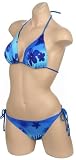 Cute Sexy Bathing Suit Multi Blue Floral Tie Side Bottoms Slide Triangle Top 2 pc Bikini Swimsuit
