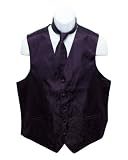 Mens Dark Purple Paisley Jacquard Suit Vest and Neck Tie Set