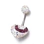 Valentines Day Gifts February Birthstone Shining Ball Heart Body Jewelry Rhinestone Dangle Belly Ring
