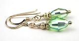 August PERIDOT Gold Filled Swarovski Crystal Beaded Birthstone Earrings