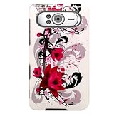 Hard Snap on Plastic With RED FLOWERS ON WHITE Design Sleeve Faceplate Cove ....