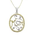 18K Sterling Silver "Mom" Diamond Necklace