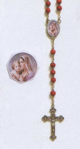 Madonna and Child Centerpiece Rose Petal Rosary Byzantine Cross