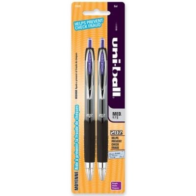 uni-ball 207 Retractable Medium Point Gel Pens, 2 Purple Ink Pens