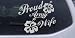 Proud Army Wife Hibiscus Flowers Military Car Window Wall Laptop Decal Sticker -- Silver 5in X 5.8in