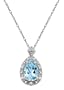 10k White Gold, December Birthstone, Blue Topaz and Diamond Pear Shaped Pendant