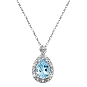 10k White Gold, December Birthstone, Blue Topaz and Diamond Pear Shaped... by Amazon.com Collection