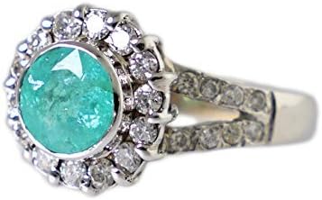 14K White Gold Ring With Paraiba Tourmaline and 29 Diamonds
