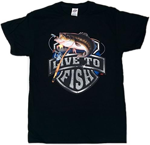Live To Fish T-Shirt Large Black