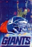 New York Giants helmet poster NY skyline NFL rare - 11x17