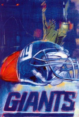 New York Giants helmet poster NY skyline NFL rare - 11x17