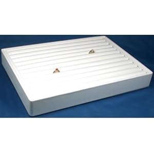 10 Row White Leather Ring Jewelry Case Display Tray