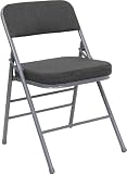 Set of 4 Thick Padded Fabric Upholstered Premium Folding Chair, Gray