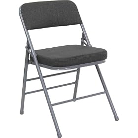 Set of 4 Thick Padded Fabric Upholstered Premium Folding Chair, Gray