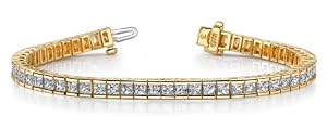 14k Yellow Gold, Classic Princess Cut Diamond Tennis Bracelet, 18.67 ct. (Color: GH, Clarity: SI1)