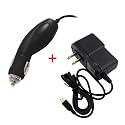 For Garmin Nuvi 200 / 200W / 205 / 205W / 255 / 255T / 255W / 255WT / 260 / 260W / 265T / 265WT Portable Travel USB 12V Plug-in Car Charger + Home Wall AC Charger Combo Bundle Package