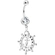 Crystalline Gem Nautical Wheel and Anchor Belly Ring