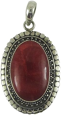 Traditional Genuine Red Coral .925 Sterling Silver Tribal Pendant