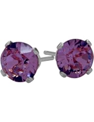 0.48Ct. Genuine 4mm Round Amethyst 14 Karat White Gold Stud Earrings for Girls