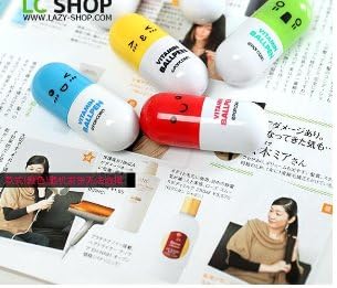 Korean Cute Pill Pen, Ballpoint Pen, Vitamin Pill, Novelty Pen Blue Set of 12 Pcs O1
