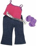 Springfield Collection Jeans, Top, Belt And Shoes-Pinktop,Silversequinbelt,Prpleflipflops