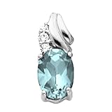 14K White Gold Aquamarine and Diamond Pendant