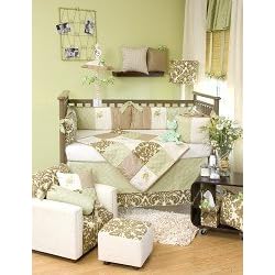 Leap Frog Crib Bedding, 5 piece set with Damask Pillow by Glenna Jean by Glenna Jean