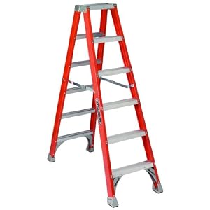 Louisville Ladder FM1506 Fiberglass Twin Front Ladder, 6 Feet, 300 Pound Duty Rating