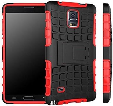Esseemoney Removeable Bracket Silicone Tire Tread Robot Hard Case Stand Cover For Samsung Galaxy Note 4 N9100 Red