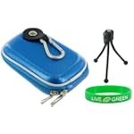 Hard Carrying Case (Candy Blue) and Tripod for Panasonic Lumix DMC-ZR1 Digital Camera Red