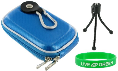 Hard Carrying Case (Candy Blue) and Spider Tripod for Nikon Coolpix S3000 12 MP Digital Camera Plum