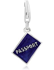 Sterling Silver Blue Enameled Passport Charm