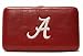 Celebrate the Crimson Tide with this University of Alabama crimson faux leather Clutch Wallet. The 
Alabama logo is embroidered on the front, and an outside pocket with a snap closure is on the back 
of this thick Clutch Wallet. 

Detailed Product Information:
Condition: New in Plastic w/Tag
Main color: Crimson 
Trim color: Crimson
Material: PVC
Closure: button
2 Sections for money inside
5 Credit card slots
1 
License/ID slot
1 Pocket with zipper inside
1 Outside Pocket
Measurements: 7.5" x 4.5" x 1"