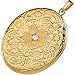 14K Yellow Gold Diamond Oval Locket With Rose
