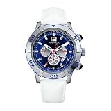 Nautica Men's Chronograph Watch, Stainless Steel Case, White Leather Strap, Unique Blue Dial A30026G