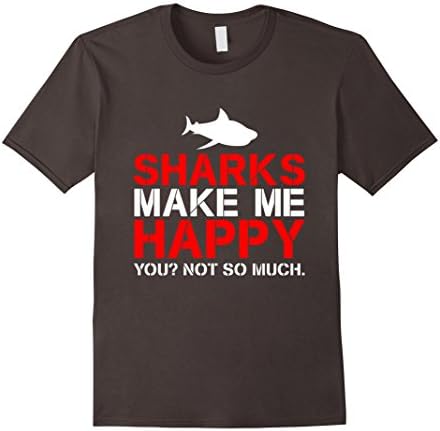 Men's Sharks Make Me Happy - You Not So Much T-Shirt Large Asphalt
