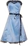 Strapless Satin Tulle Prom Dress Holiday Formal Bridesmaid Gown Black Lace Trim Junior Plus Size, Small, Ice-Blue