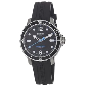 Tissot Men's T0664071705700 Seastar 1000 Black Dial and Strap Watch
