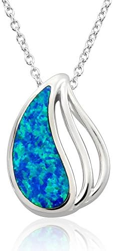 Fashion Sterling Silver Opal Pendant with 18 Inch Necklace