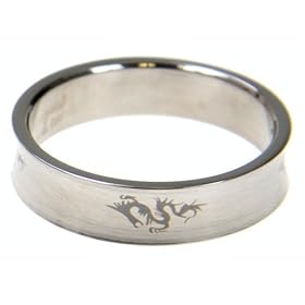 316L stainless steel ring with matte polish and laser cut design - Dragon - 6mm width (Size 5)