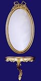 IMAGE OF Baroque Style Antique Gold Relief Oval Wall Mirror and Shelf
