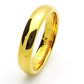5MM Comfort Fit Tungsten Carbide Wedding Band Gold Plated Ring For Men &amp; Women (5 to 15) Size 5: Jewelry