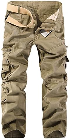 Gaok Men's Cotton Washed Multi Pockets Military Cargo Pant Trousers-wheat-US 28/Tag 29
