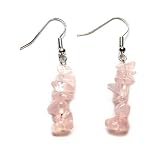 Rose Quartz Crystal Chip Gemstone Drop Fashion Earrings