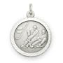 Sterling Silver 3/4" Round Ice Hockey Player Medal with Cross on Back on 20" Chain