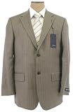 Nautica Mens Single Breasted 2 Button Taupe Pinstripe Wool Suit - Size 44L