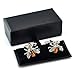 PenSee Rare Diamond & Orange Bee Cufflinks for Men with Gift Box